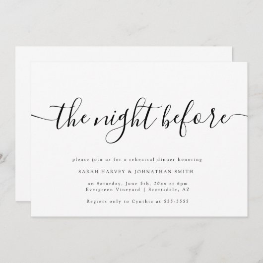 Nachtelijke uitnodiging voor moderne repetitie (Voorkant / Achterkant)