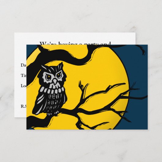 nachtelijke uitnodiging voor uil halloween (Voorkant / Achterkant)