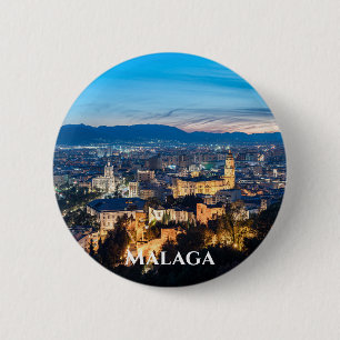 Nachtelijke uitzicht van de kathedraal van Malaga  Ronde Button 5,7 Cm