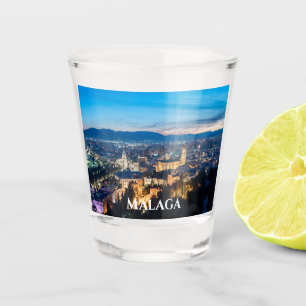 Nachtelijke uitzicht van de kathedraal van Malaga  Shot Glas
