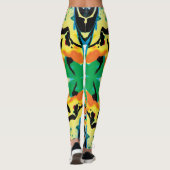 Nachtelijke vlinders geel, blauw, zwarte splatter leggings (Achterkant)