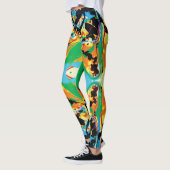 Nachtelijke vlinders geel, blauw, zwarte splatter leggings (Links)