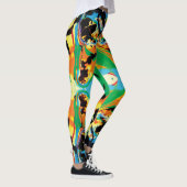 Nachtelijke vlinders geel, blauw, zwarte splatter leggings (Rechts)