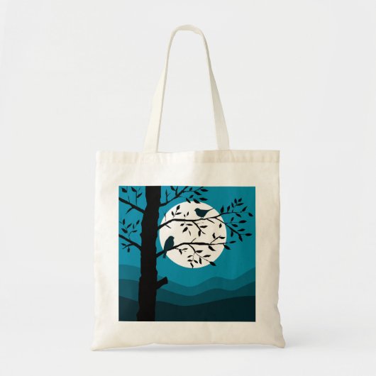 Nachtelijke volle maan met vogels tote bag (Voorkant)