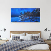 Nachtelijke winterscène met sneeuw bedekte sinnen canvas afdruk (Insitu (Slaapkamer))