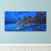 Nachtelijke winterscène met sneeuw bedekte sinnen canvas afdruk (Insitu (Houten vloer))