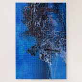 Nachtelijke winterscène met sneeuw bedekte sinnen legpuzzel (Verticaal)