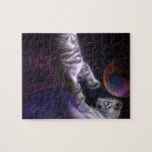 Nachtelijke witte tijgers legpuzzel (Horizontaal)