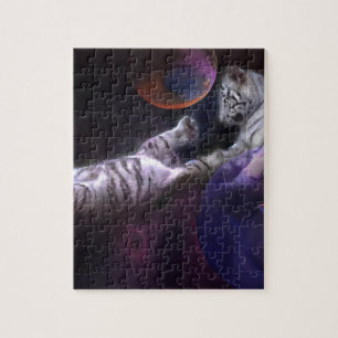 Nachtelijke witte tijgers legpuzzel
