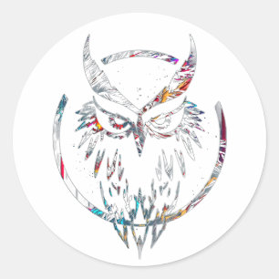 Nachtelijke Wraak Abstract Wolfman Uil Logo Ronde Sticker