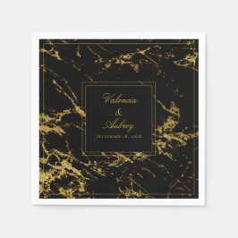 Nachten in graniet en gouden bruiloft 5-inch cockt servet