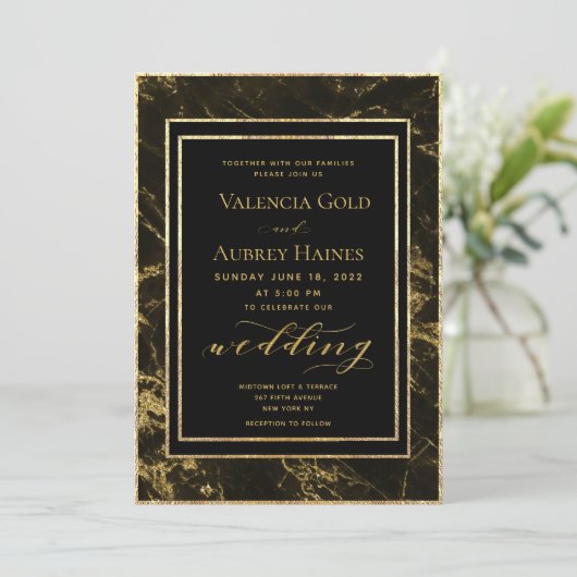 Nachten in graniet en gouden bruiloft II Kaart (Staand voorkant)