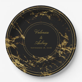 Nachten in graniet & gouden bruiloft 9 inch diner papieren bordje