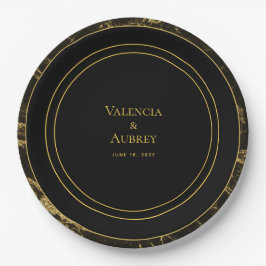 Nachten in graniet & gouden bruiloft 9 inch diner papieren bordje