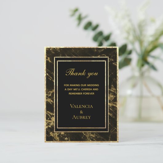 Nachten in graniet & gouden bruiloft bedankkaart (Staand voorkant)