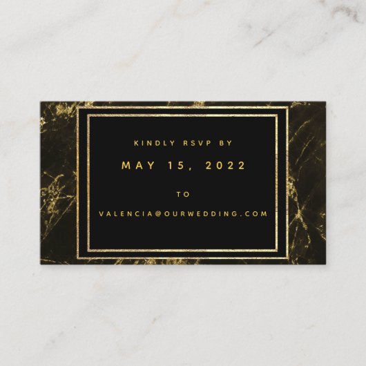 Nachten in graniet & gouden bruiloft online RSVP-k Visitekaartje (Voorkant)