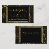 Nachten in graniet & gouden bruiloft online RSVP-k Visitekaartje (Voorkant / Achterkant)
