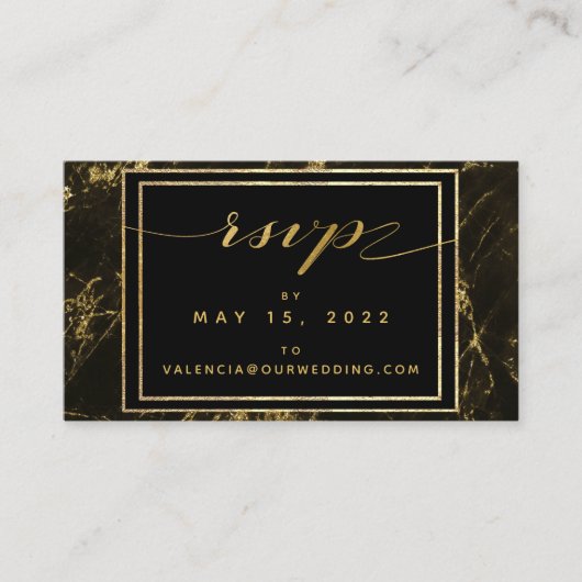 Nachten in graniet & gouden bruiloft online RSVP-k Visitekaartje (Voorkant)
