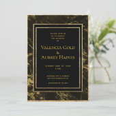 Nachten in Granite & Gold Wedding Invitation Suite Kaart (Staand voorkant)