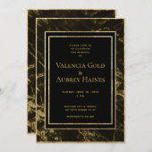 Nachten in Granite & Gold Wedding Invitation Suite Kaart (Voorkant / Achterkant)