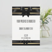 Nachten in zwart satijn en goud formele uitnodigin kaart (Staand voorkant)