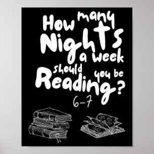 Nachten Lezen 6-7 Meme Engelse Leraar Boekliefhebb Poster