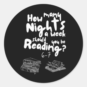 Nachten Lezen 6-7 Meme Engelse Leraar Boekliefhebb Ronde Sticker