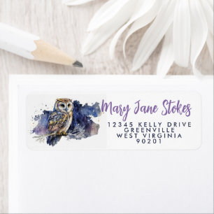 nachtenvelop RETURN ADDRESS sterry sky owl moon Etiket
