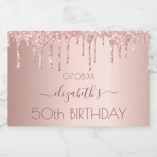 Nachtfeest roos goudroze vrouwen sparkling wijnetiket (Enkel label)