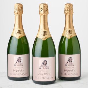 Nachtfeest roos goudroze vrouwen sparkling wijnetiket