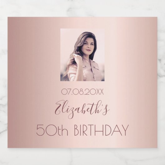 Nachtfeest roos goudroze vrouwen sparkling wijnetiket (Enkel label)