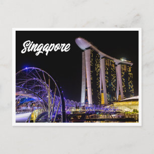 Nachtfoto van Singapore Briefkaart