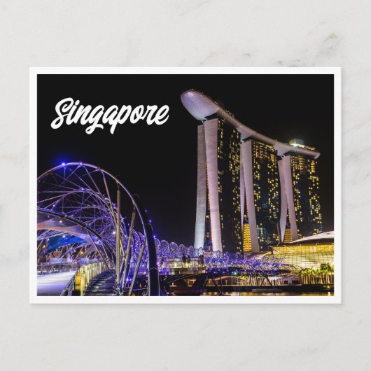 Nachtfoto van Singapore Briefkaart (Voorkant)