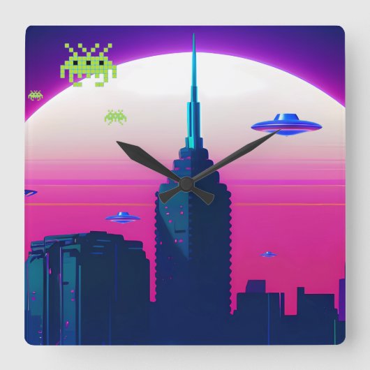 Nachtgolven en damp Daze Vierkante Klok (Voorkant)