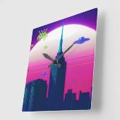 Nachtgolven en damp Daze Vierkante Klok (Hoek)