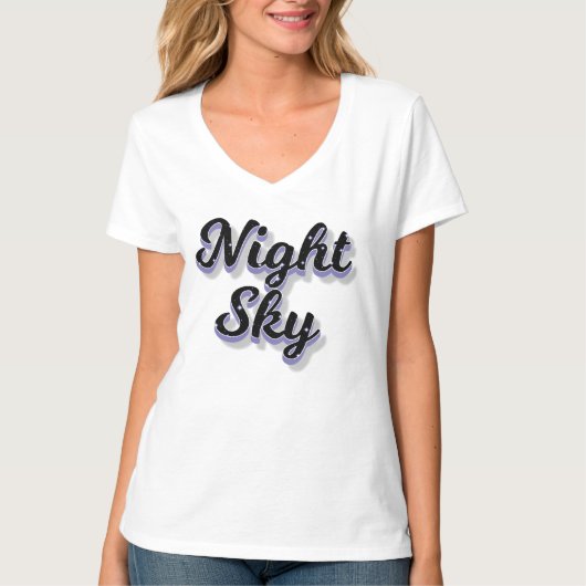 Nachthelft Script Tekst Met Kosmische Sterren T-shirt (Voorkant)