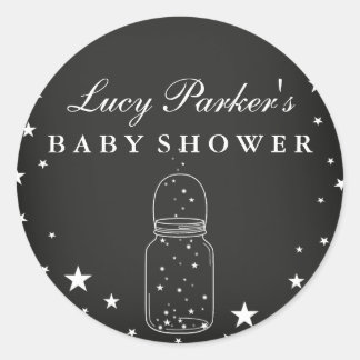 Nachthemel Sterren - Schoolbord Baby Shower Sticke Ronde Sticker