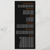 Nachthemel Zon, Restaurant Slimline Menu (Achterkant)