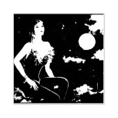 Nachtingale op een Parijs-dak Rubberstempel (Afrduk)