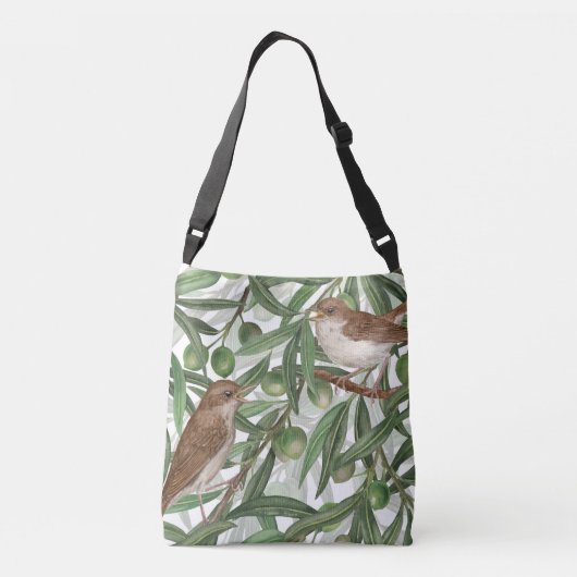 Nachtingales in de olijfboom crossbody tas (Achterkant)