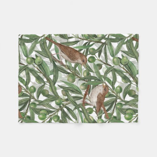 Nachtingales in de olijfboom fleece deken (Voorkant (Horizontaal))