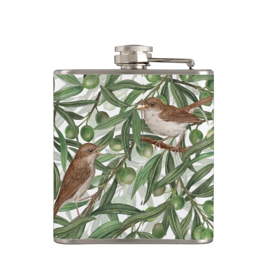 Nachtingales in de olijfboom heupfles (Achterkant)