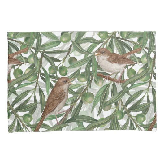 Nachtingales in de olijfboom kussensloop (Voorkant-Rechts)