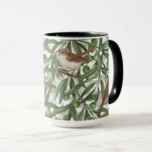Nachtingales in de olijfboom mok (Voorkant rechts)