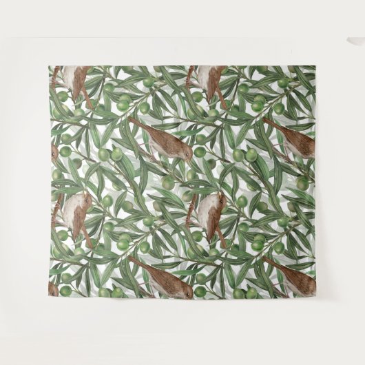 Nachtingales in de olijfboom wandkleed (Voorkant (horizontaal))