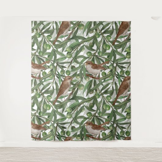 Nachtingales in de olijfboom wandkleed (Voorkant)
