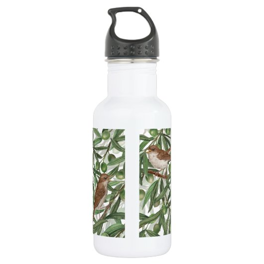 Nachtingales in de olijfboom waterfles  (Achterkant)