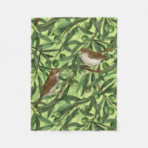 Nachtingales van de olijfboom 2 fleece deken