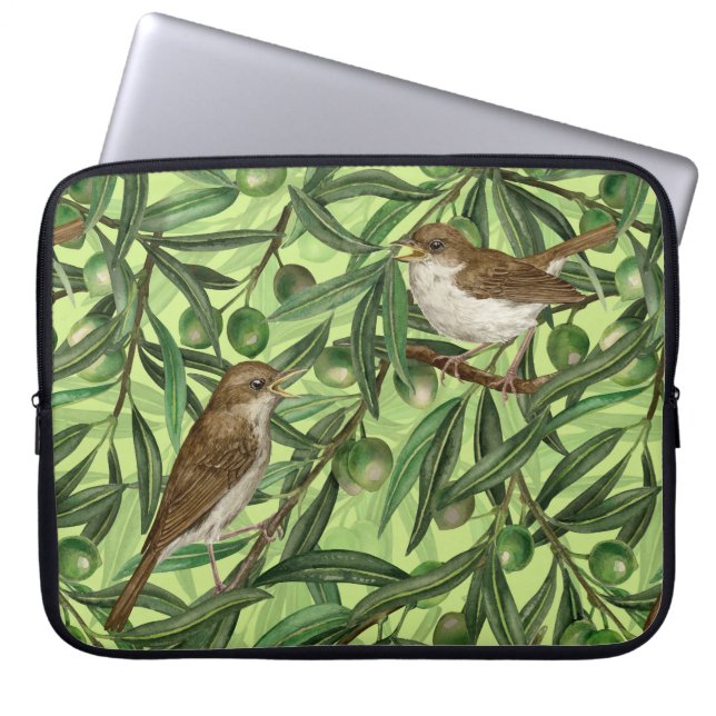 Nachtingales van de olijfboom 2 laptop sleeve (Voorkant)