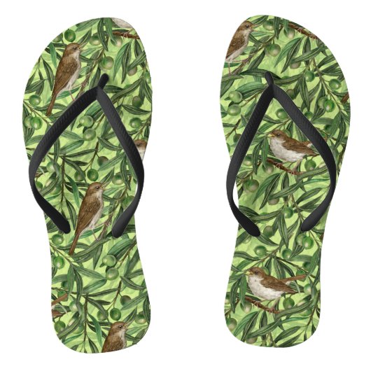 Nachtingales van de olijfboom 2 teenslippers (Voetbed)